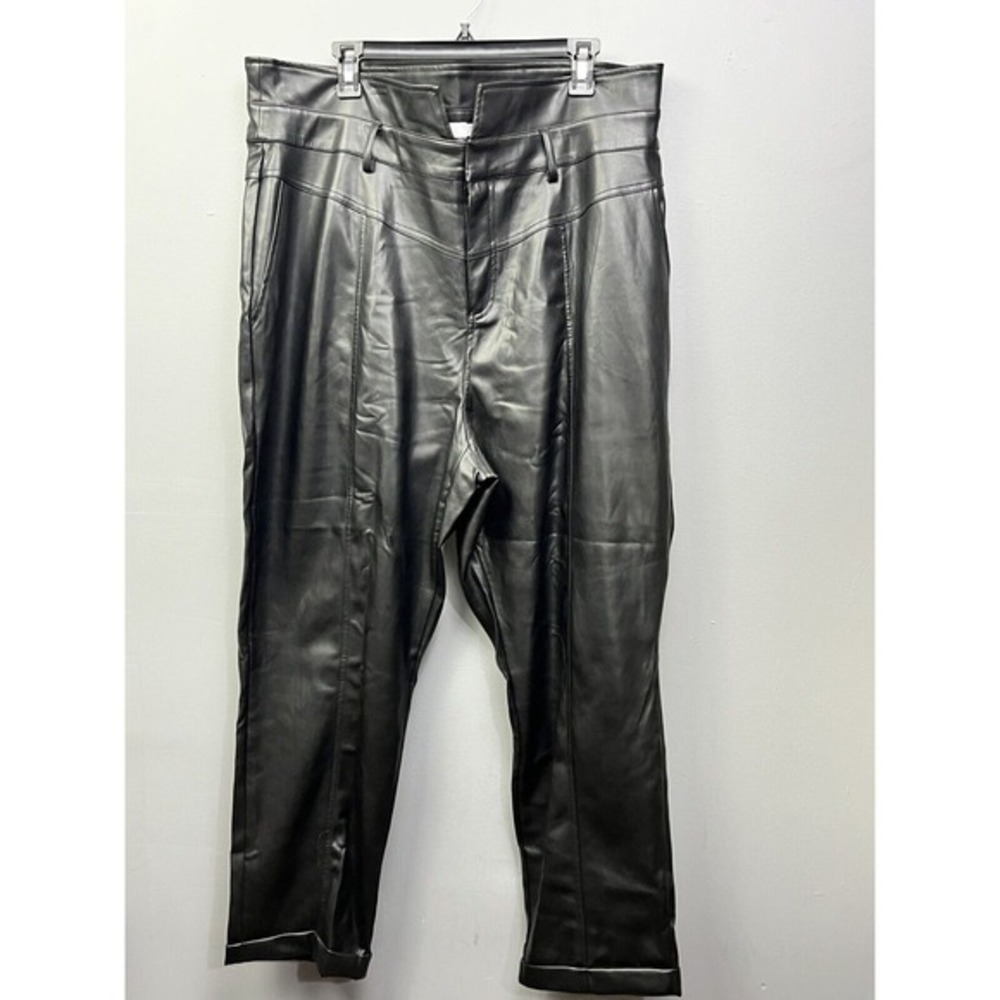 JustFab Faux Leather Pants Womens‎ Plus size 2X Black High Waist Straight Leg